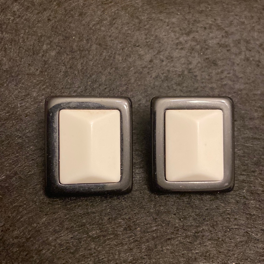 Square Shaped Black And White Vintage Style Earrings.